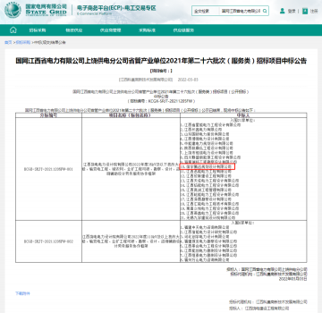 <b>公司中标国网江西电力上饶供电分公司省管产业单位第26批次项目</b>