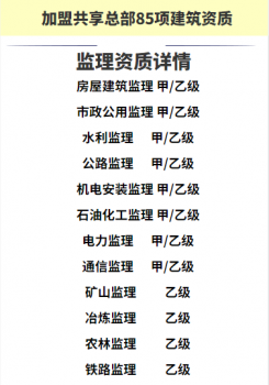 <b>监理加盟分公司合作资质</b>